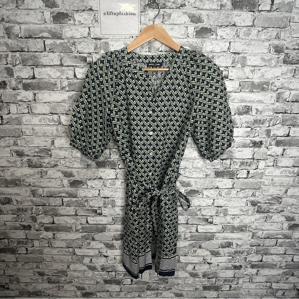 EUC Nautica Green\ Navy Blue \ White Dress Size Medium
